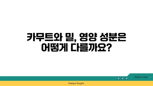 카무트 vs 밀| 건강과 영양, 어떤 차이가 있을까요? | 영양 비교, 건강 효능, 맛 비교, 레시피