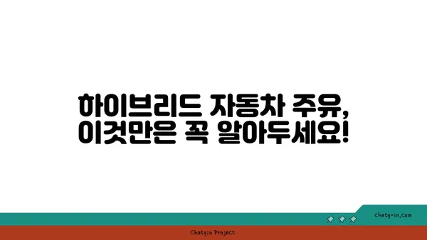 하이브리드 자동차 주유 가이드| 연비 최적화를 위한 실용적인 팁 | 하이브리드 자동차, 연비 개선, 주유 방법, 꿀팁