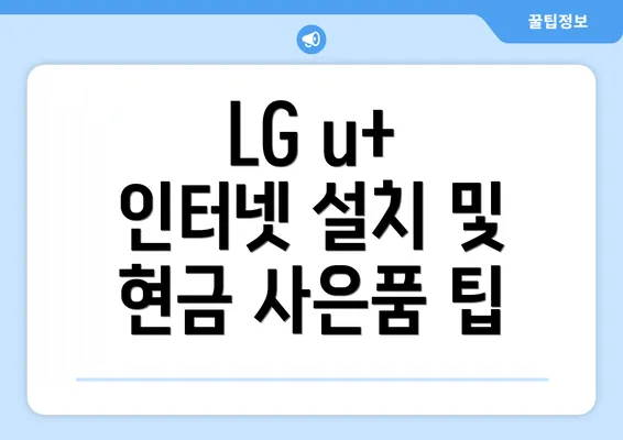 LG u+ 인터넷 설치 및 현금 사은품 팁