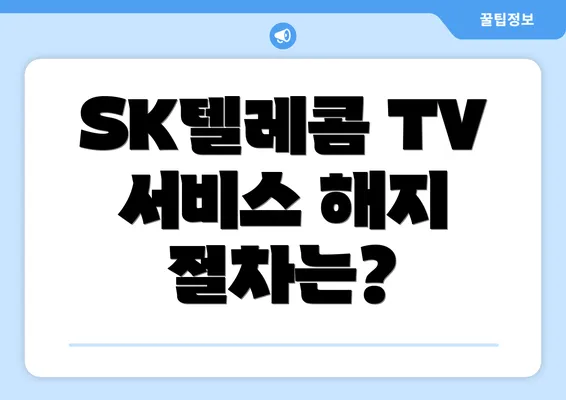 SK텔레콤 TV 서비스 해지 절차는?