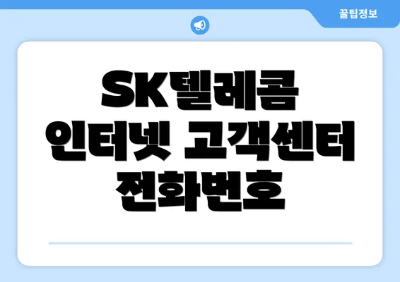 SK텔레콤 인터넷 고객센터 전화번호