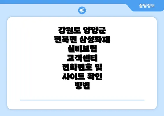 강원도 양양군 현북면 삼성화재 실비보험 고객센터 전화번호 및 사이트 확인 방법