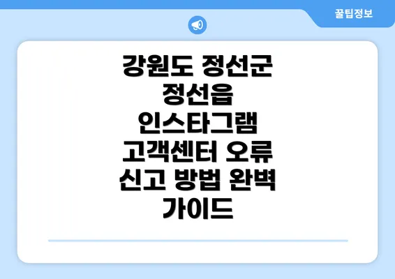 강원도 정선군 정선읍 인스타그램 고객센터 오류 신고 방법 완벽 가이드