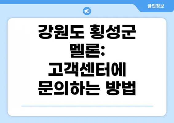 강원도 횡성군 멜론: 고객센터에 문의하는 방법