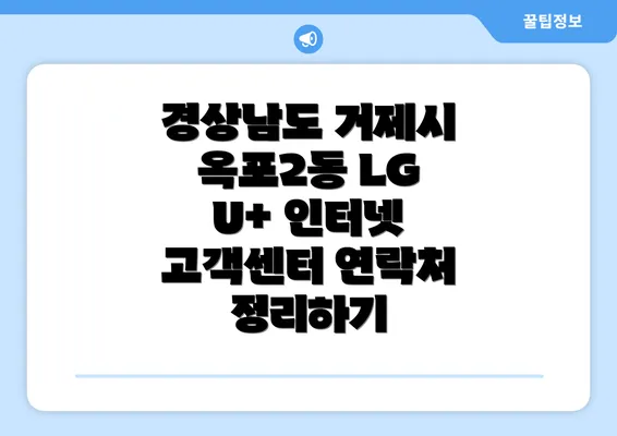 경상남도 거제시 옥포2동 LG U+ 인터넷 고객센터 연락처 정리하기