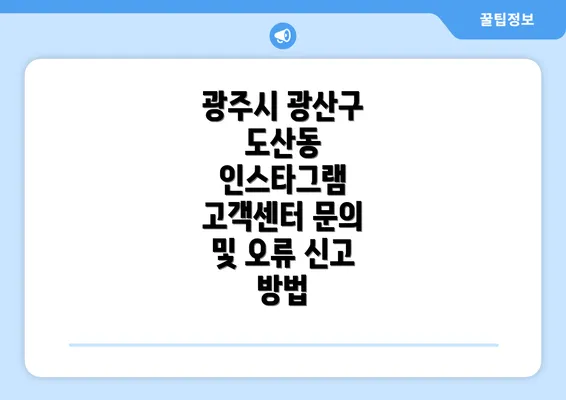 광주시 광산구 도산동 인스타그램 고객센터 문의 및 오류 신고 방법