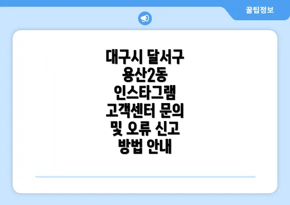 대구시 달서구 용산2동 인스타그램 고객센터 문의 및 오류 신고 방법 안내