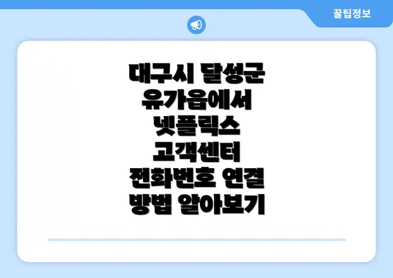 대구시 달성군 유가읍에서 넷플릭스 고객센터 전화번호 연결 방법 알아보기