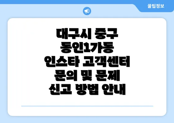 대구시 중구 동인1가동 인스타 고객센터 문의 및 문제 신고 방법 안내