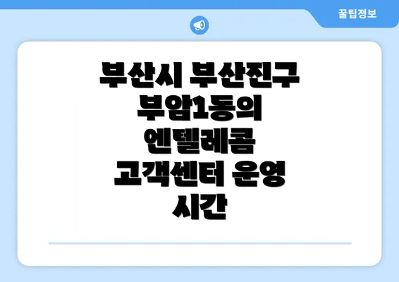 부산시 부산진구 부암1동의 엔텔레콤 고객센터 운영 시간