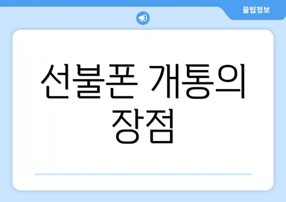 선불폰 개통의 장점