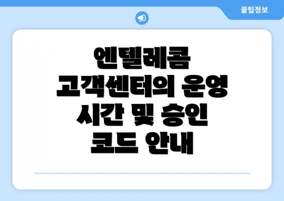 엔텔레콤 고객센터의 운영 시간 및 승인 코드 안내