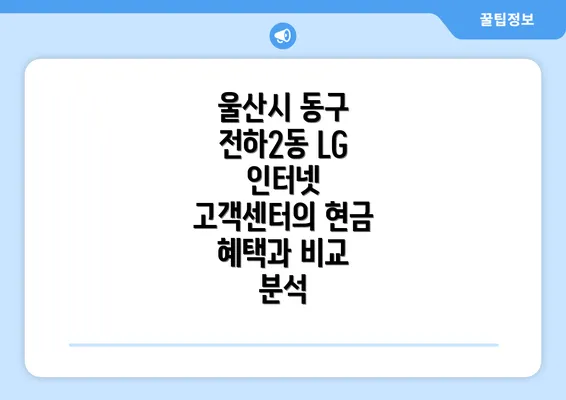 울산시 동구 전하2동 LG 인터넷 고객센터의 현금 혜택과 비교 분석