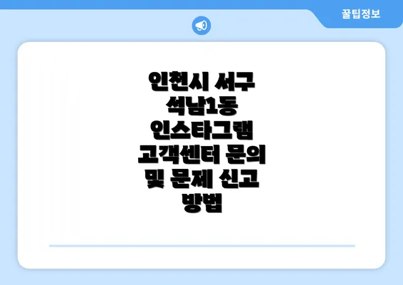 인천시 서구 석남1동 인스타그램 고객센터 문의 및 문제 신고 방법