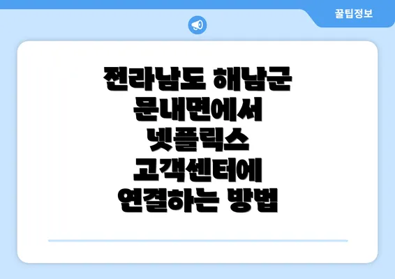 전라남도 해남군 문내면에서 넷플릭스 고객센터 전화 연결하기