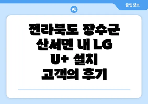 전라북도 장수군 산서면 내 LG U+ 설치 고객의 후기