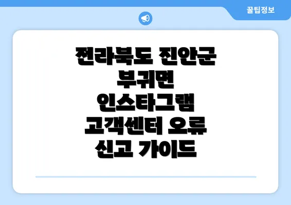 전라북도 진안군 부귀면 인스타그램 고객센터 오류 신고 가이드