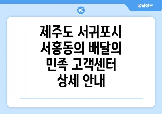 제주도 서귀포시 서홍동의 배달의 민족 고객센터 상세 안내