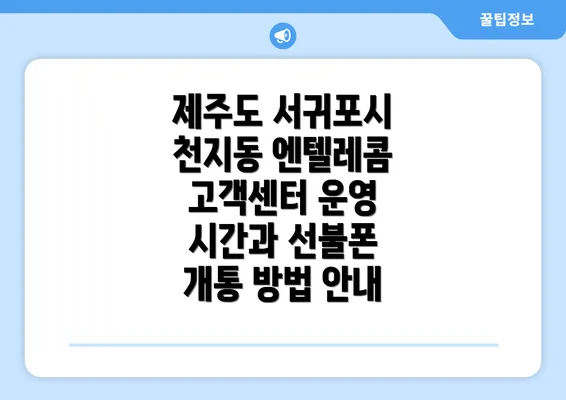 제주도 서귀포시 천지동 엔텔레콤 고객센터 운영 시간과 선불폰 개통 방법 안내