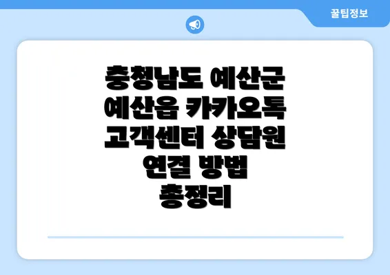 충청남도 예산군 예산읍 카카오톡 고객센터 상담원 연결 방법 총정리