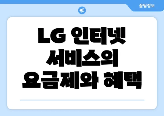 LG 인터넷 서비스의 요금제와 혜택
