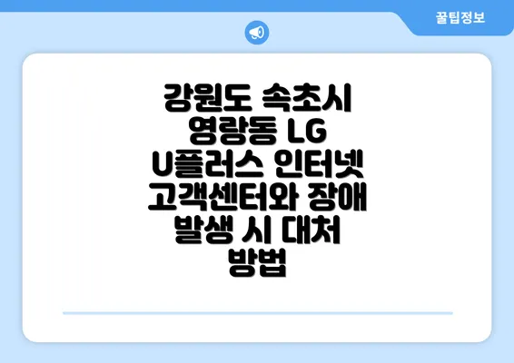 강원도 속초시 영랑동 LG U플러스 인터넷 고객센터와 장애 발생 시 대처 방법