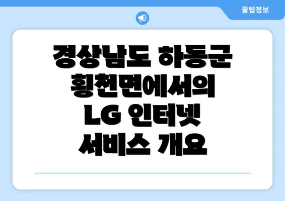 경상남도 하동군 횡천면에서의 LG 인터넷 서비스 개요