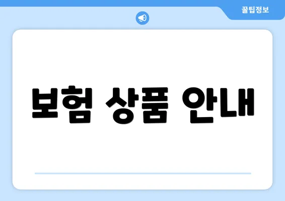 보험 상품 안내