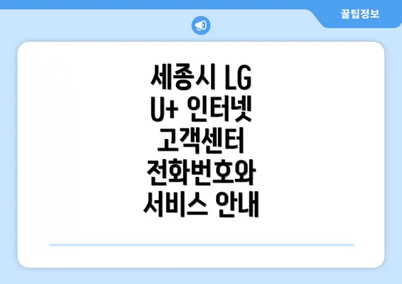 세종시 LG U+ 인터넷 고객센터 전화번호와 서비스 안내