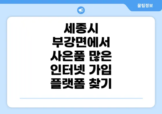 세종시 부강면에서 사은품 많은 인터넷 가입 플랫폼 찾기