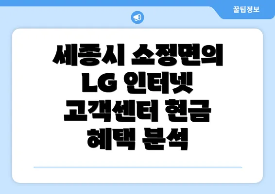 세종시 소정면의 LG 인터넷 고객센터 현금 혜택 분석