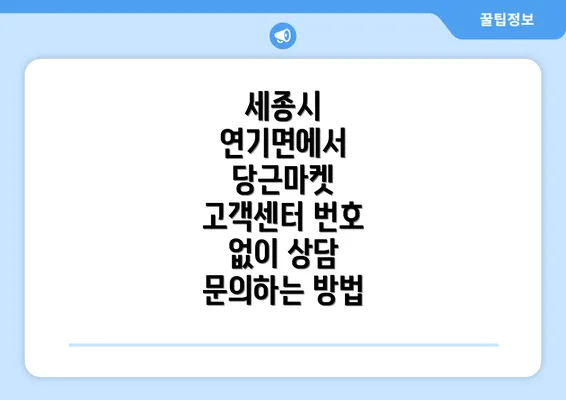 세종시 연기면에서 당근마켓 고객센터 번호 없이 상담 문의하는 방법
