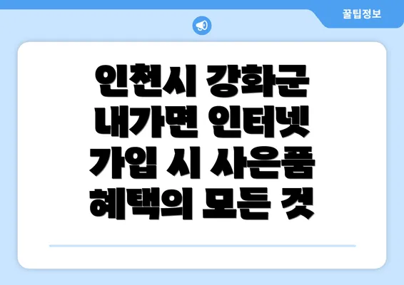 인천시 강화군 내가면 인터넷 가입 시 사은품 혜택의 모든 것