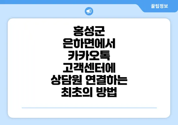 홍성군 은하면에서 카카오톡 고객센터에 상담원 연결하는 최초의 방법