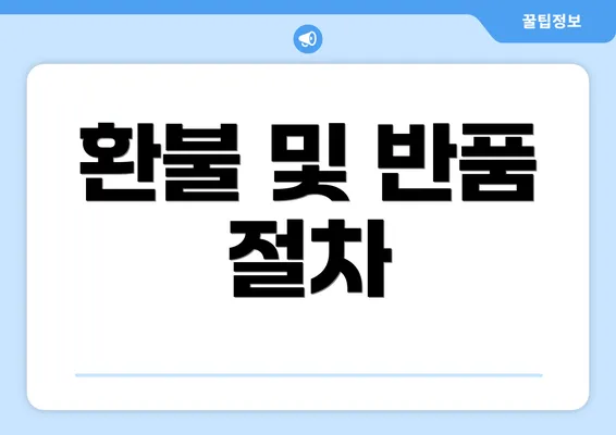 환불 및 반품 절차