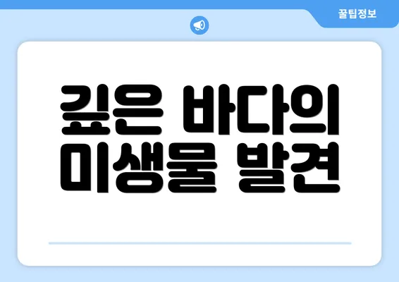 깊은 바다의 미생물 발견