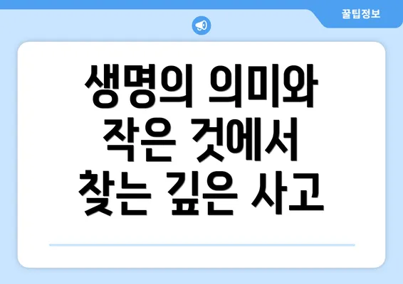 생명의 의미와 작은 것에서 찾는 깊은 사고