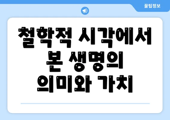 철학적 시각에서 본 생명의 의미와 가치